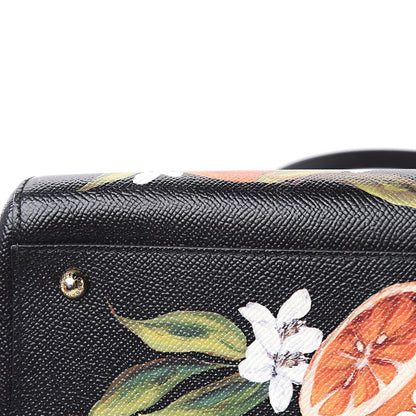 Dolce & Gabbana Dauphine Orange Print Medium Miss Sicily Satchel Black 9 of 13