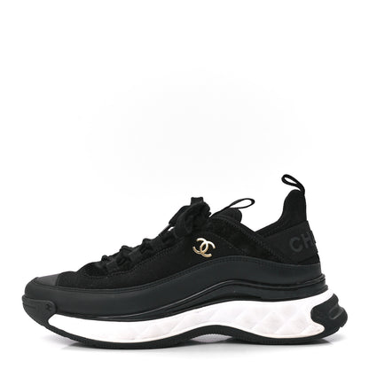 Chanel Velvet Calfskin Mixed Fibers CC Sneakers 39 Black 1 of 9