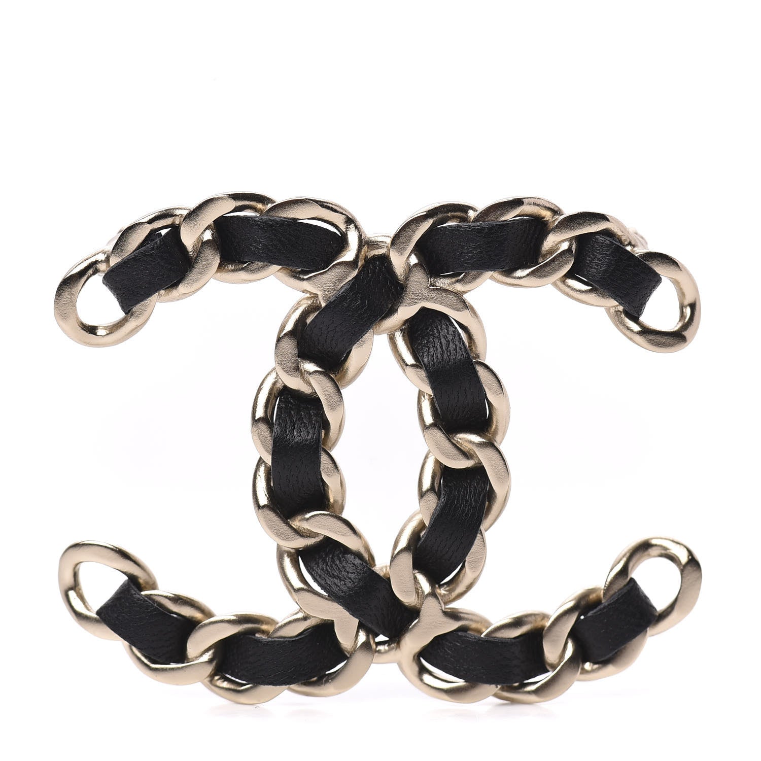 Chanel Lambskin Chain CC Brooch Black Gold 1 of 5