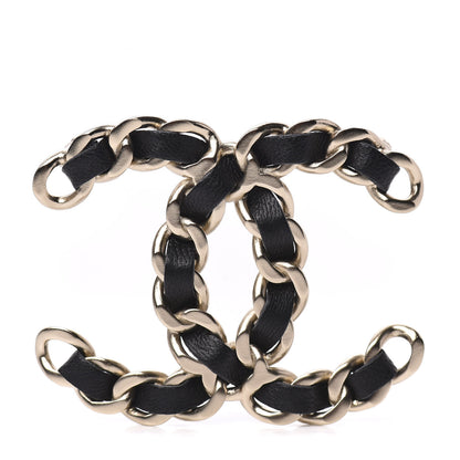 Chanel Lambskin Chain CC Brooch Black Gold 1 of 5