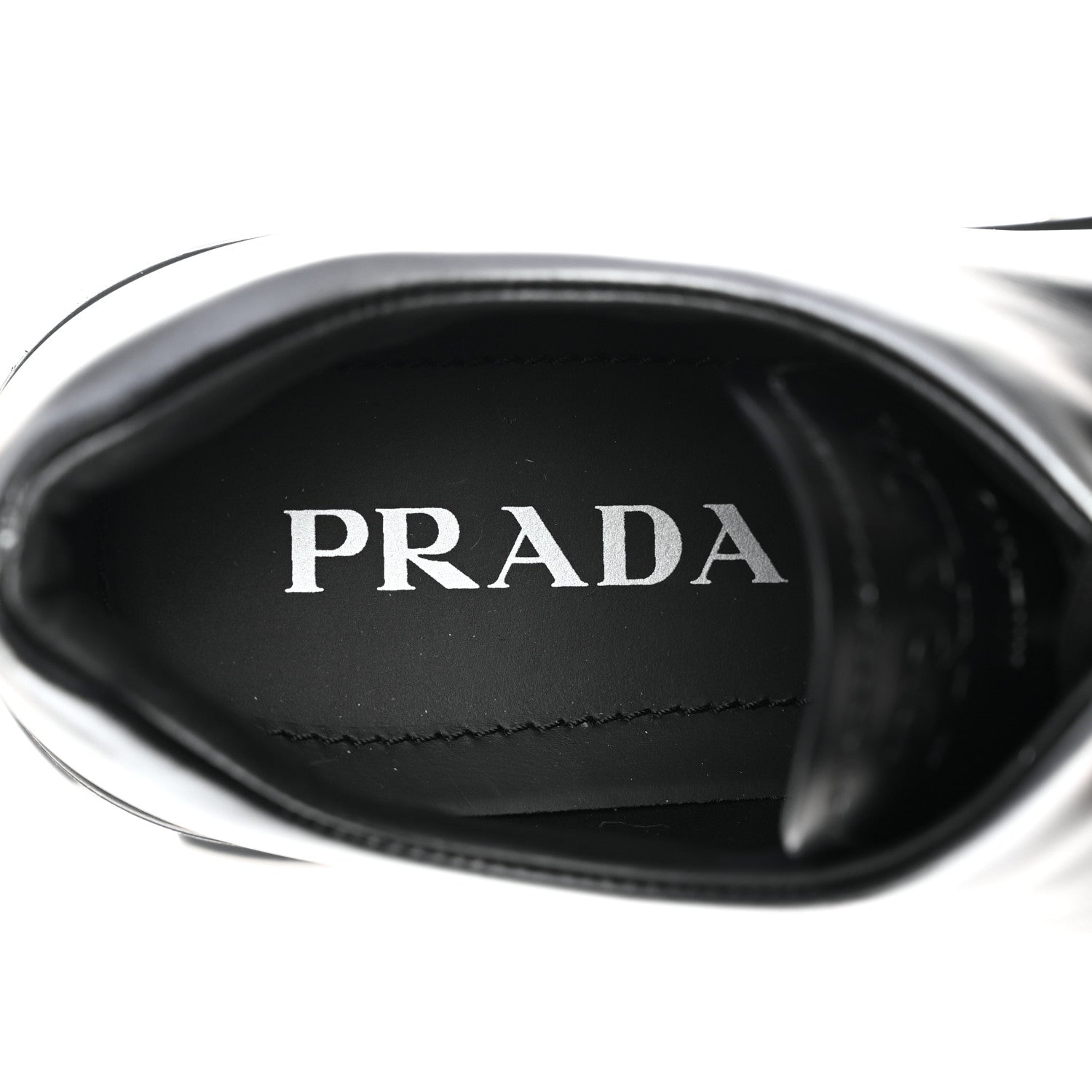 Prada Spazzolato Rois Sfumato Monolith 55mm Derby Loafers 38.5 Black Argento 8 of 9
