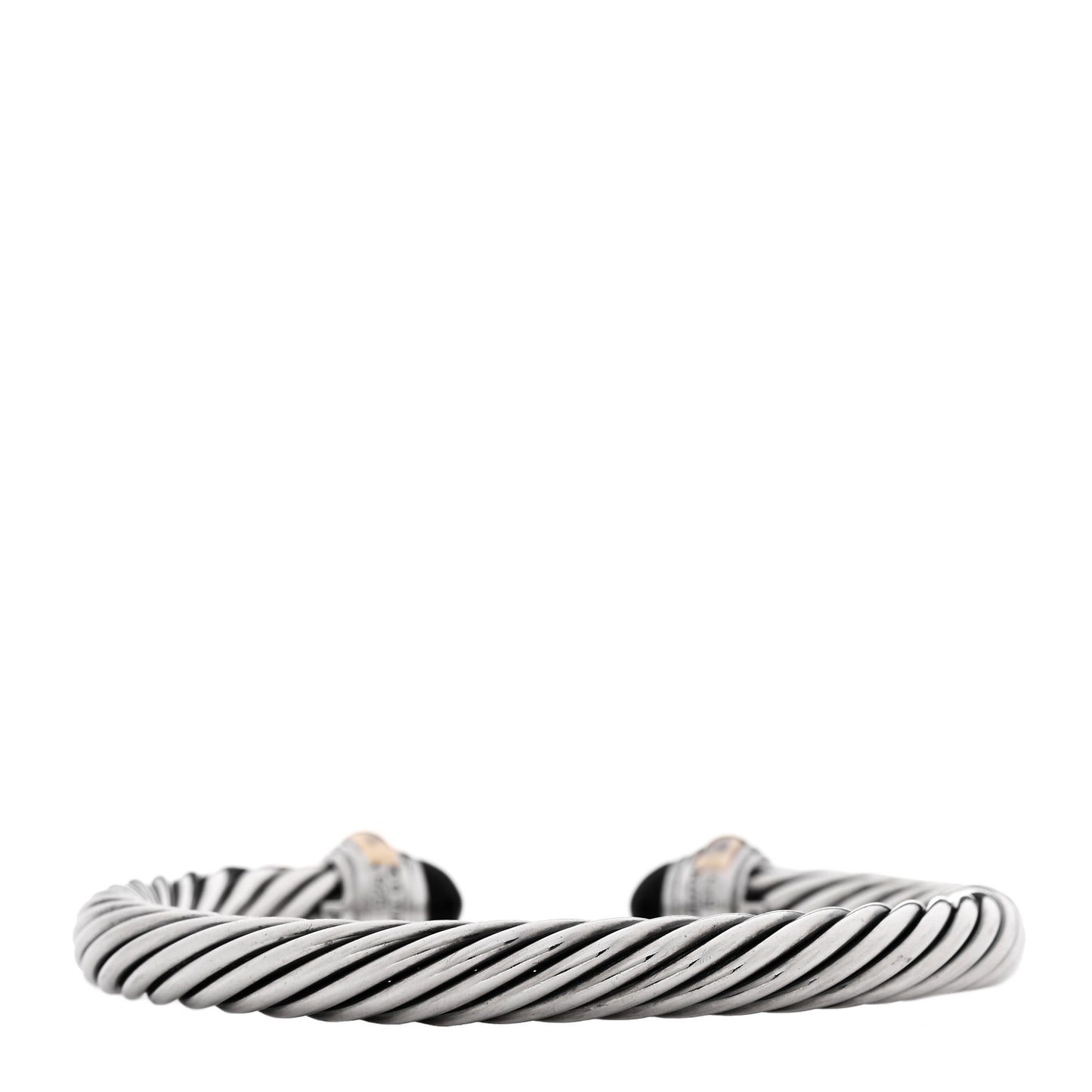 Sterling Silver 14K Yellow Gold Black Onyx 7mm Cable Classics Bracelet