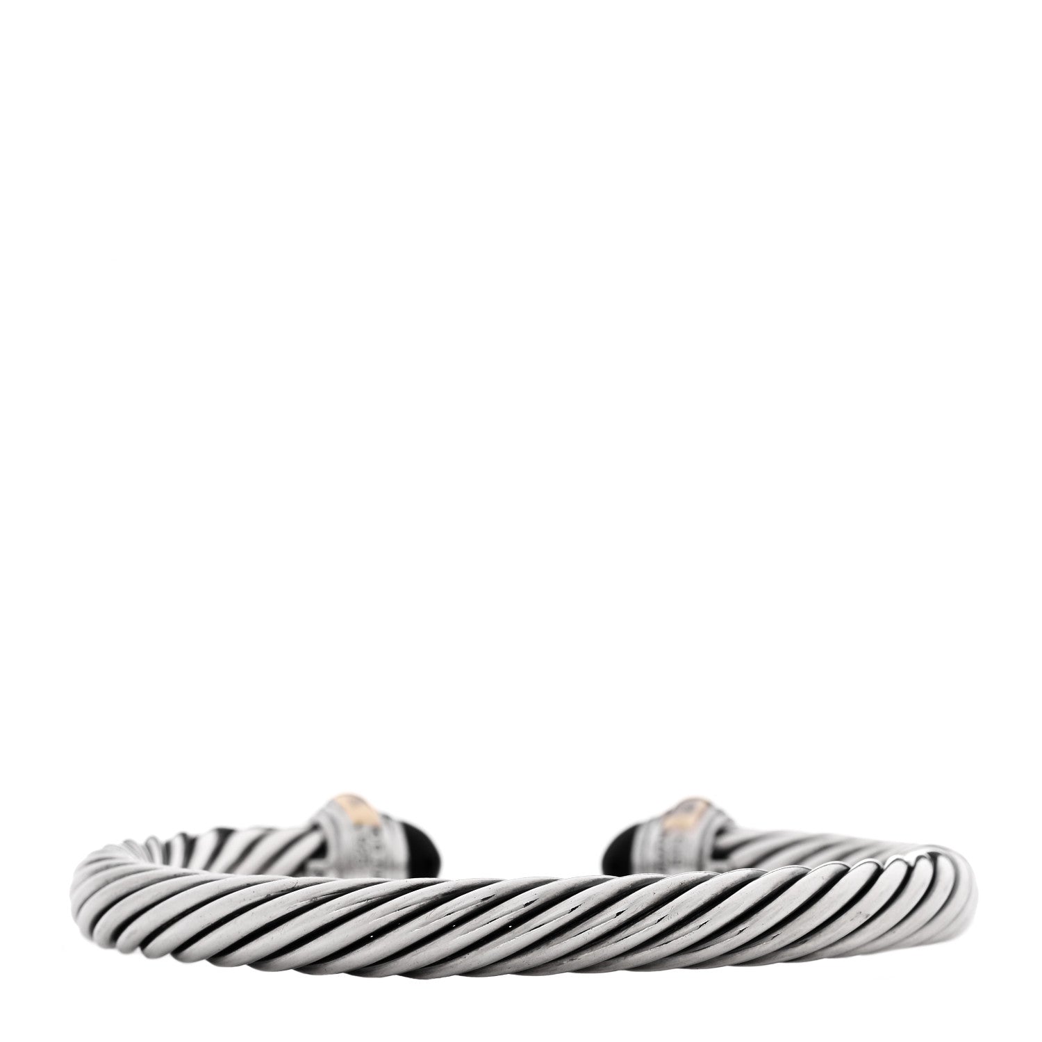 David Yurman Sterling Silver 14K Yellow Gold Black Onyx 7mm Cable Classics Bracelet 2 of 4