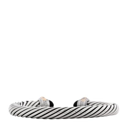 David Yurman Sterling Silver 14K Yellow Gold Black Onyx 7mm Cable Classics Bracelet 2 of 4