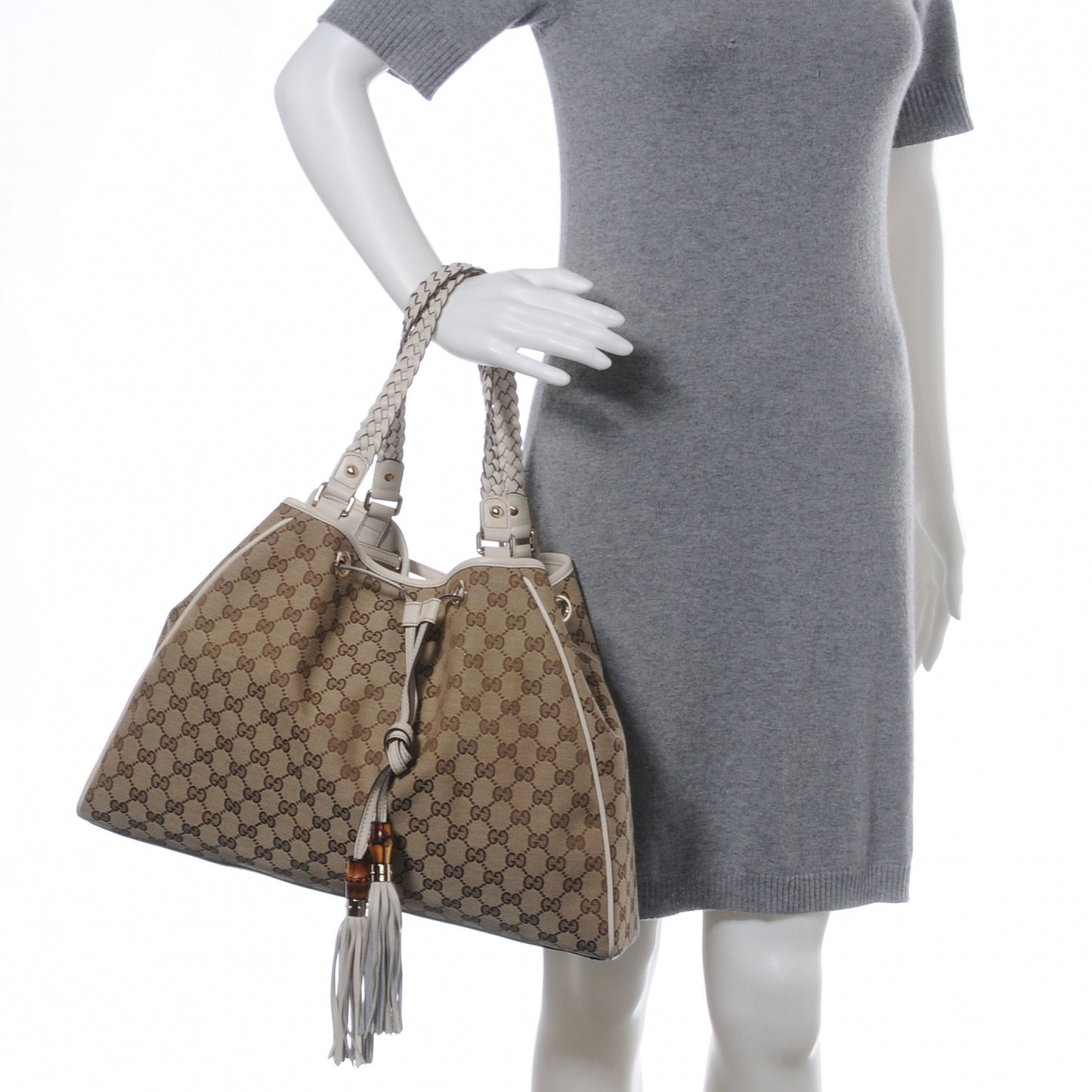 Monogram Peggy Braided Tote Ivory