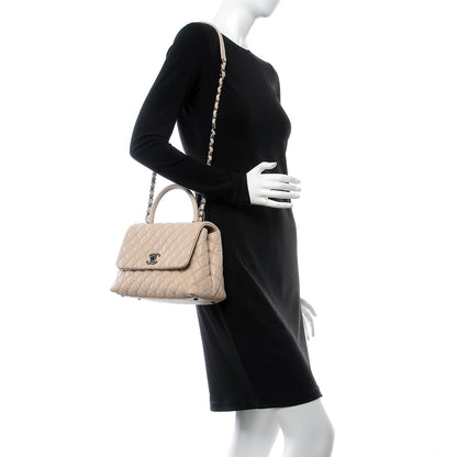 Chanel Caviar Quilted Small Coco Handle Flap Light Beige 2 of 8
