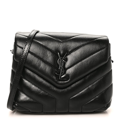 Saint Laurent Calfskin Y Quilted Monogram Monochrome Toy Loulou Crossbody Bag Black 1 of 10