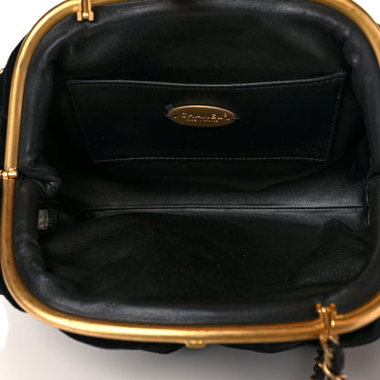 Chanel Resin Velvet Kiss Lock Clutch Black 5 of 9