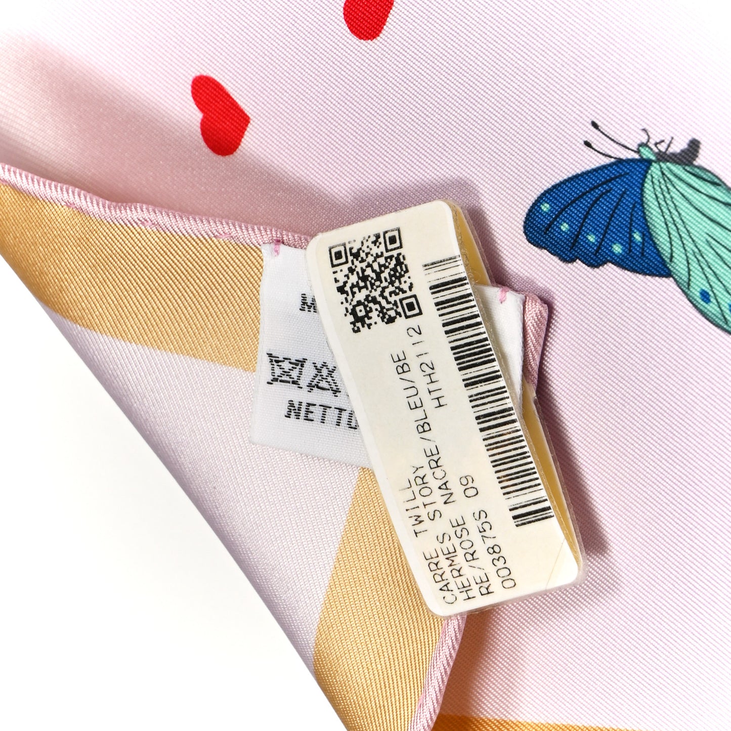 Silk Story Scarf 90 Rose Nacre Bleu Beige