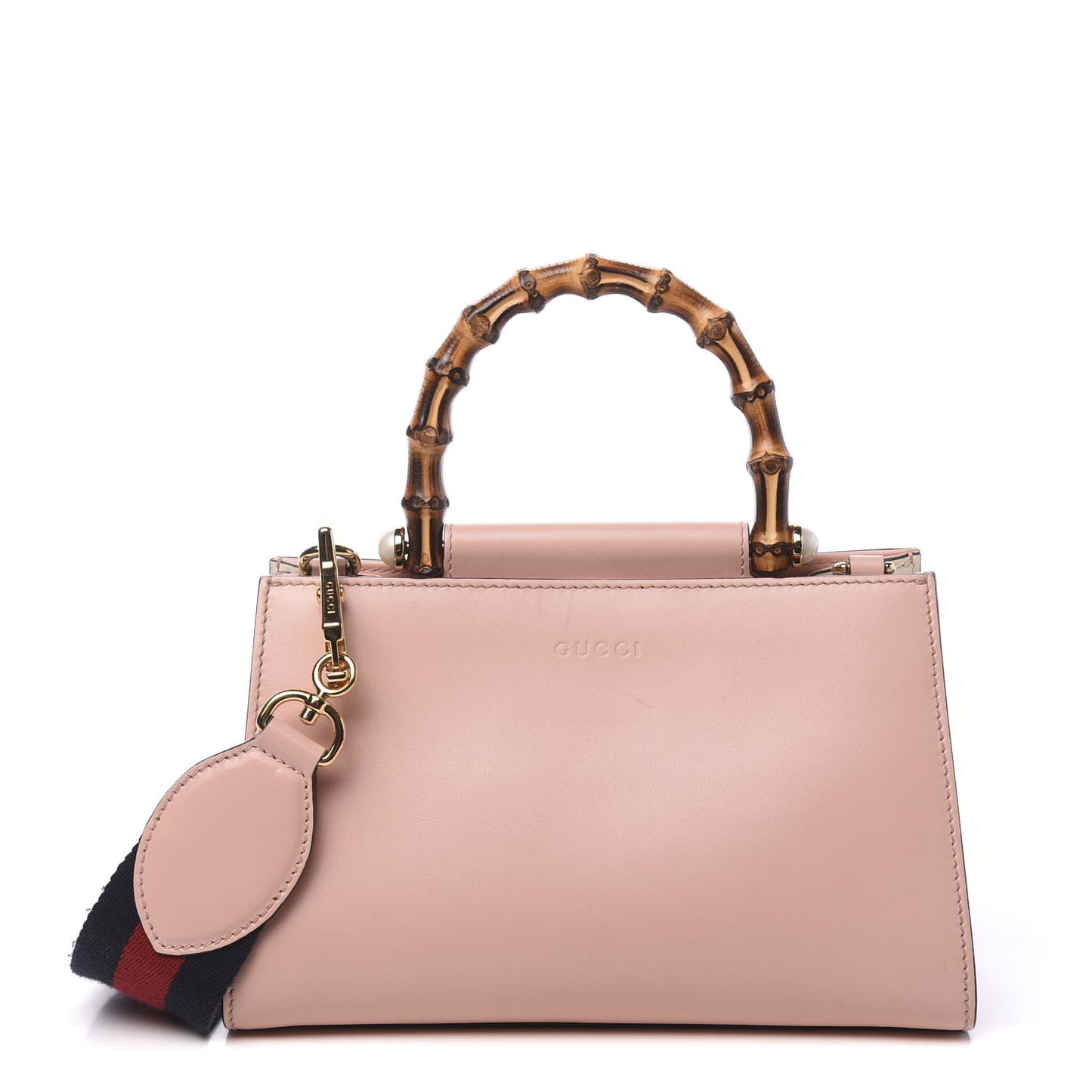 Nappa Bamboo Web Mini Nymphaea Top Handle Bag Perfect Pink Mystic White