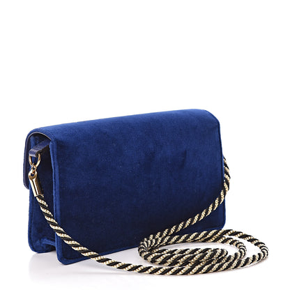 Gucci Velvet Crystal Square G Shoulder Bag Cobalt Blue 3 of 13