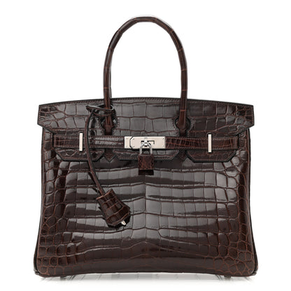 Hermes Shiny Niloticus Crocodile Birkin 30 Havane 1 of 10