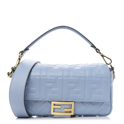 Fendi Nappa FF 1974 Embossed Baguette Azzurro Baby 1 of 9