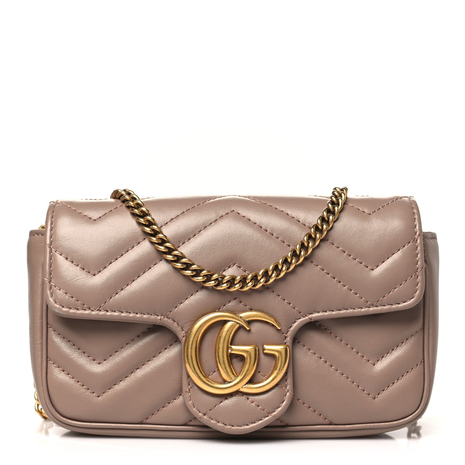Gucci Calfskin Matelasse Super Mini GG Marmont Shoulder Bag Porcelain Rose 1 of 11