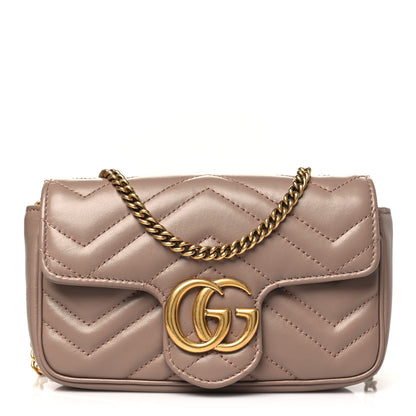 Gucci Calfskin Matelasse Super Mini GG Marmont Shoulder Bag Porcelain Rose 1 of 11