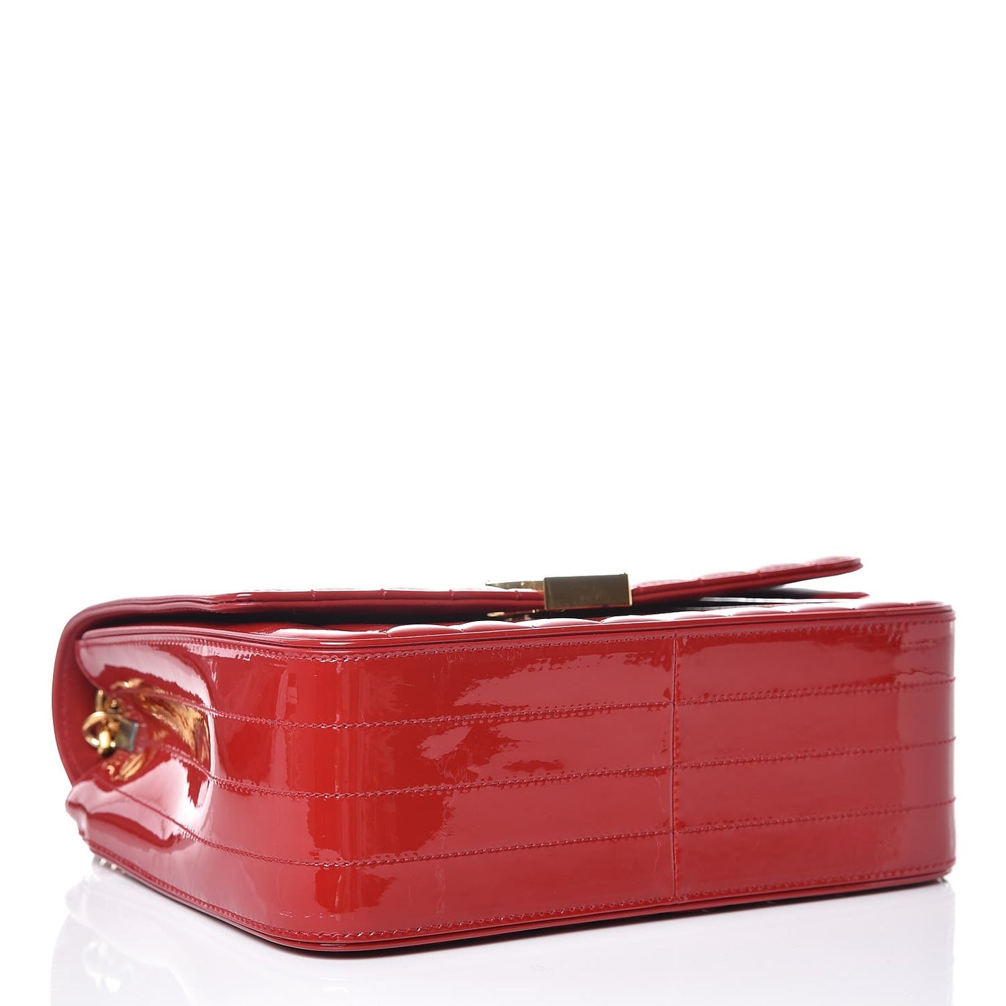 Patent Matelasse Monogram Large Vicky Chain Bag Rouge Eros