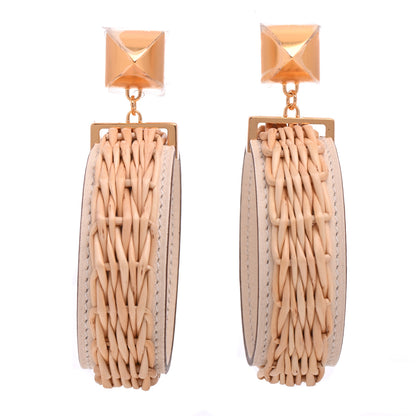Hermes Wicker Swift Medor Picnic Earrings GM Nata 1 of 5