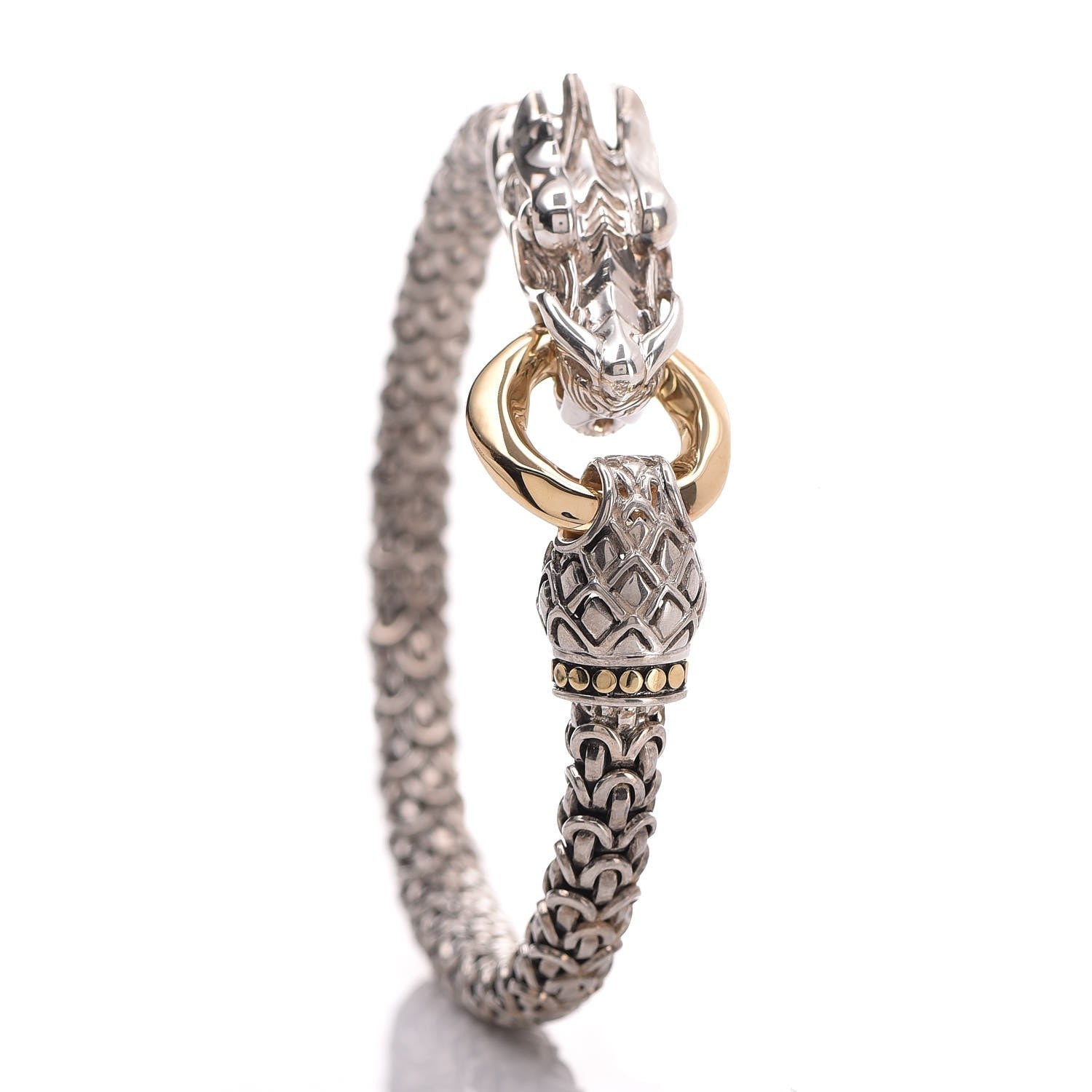 John Hardy Sterling Silver 18K Yellow Gold 6mm Naga Dragon Bracelet 3 of 6
