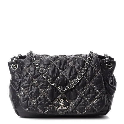 Chanel Nylon Quilted Tweed Stitch Bubble Flap Black 1 of 14