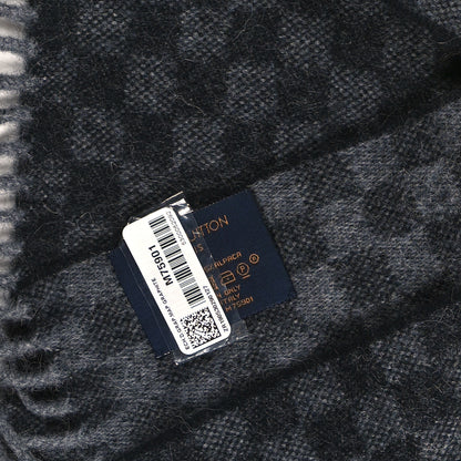 Louis Vuitton Wool Alpaca Damier Graphite Map Scarf Black 3 of 3