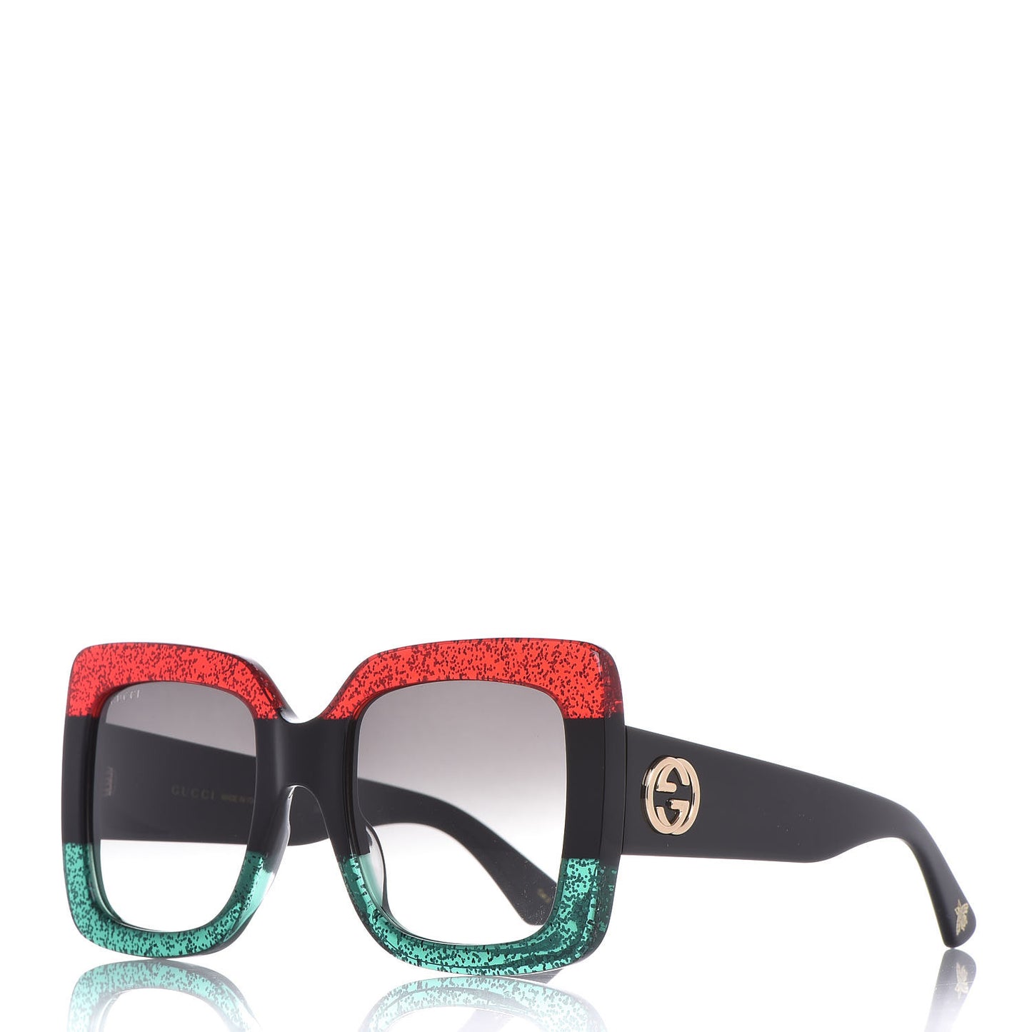 Square Frame GG0083S Sunglasses Glitter Red Black Green