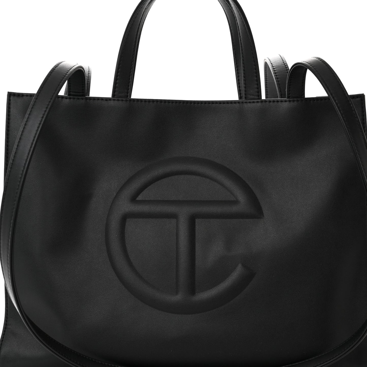 Vegan Leather Medium Shopping Bag Black