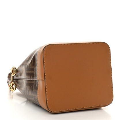 Fendi Glazed Fabric Vitello Grace F is Fendi FF 1974 Stamp Patch Grande Mon Tresor Bucket Bag Mogano Panna Nocciola 4 of 10