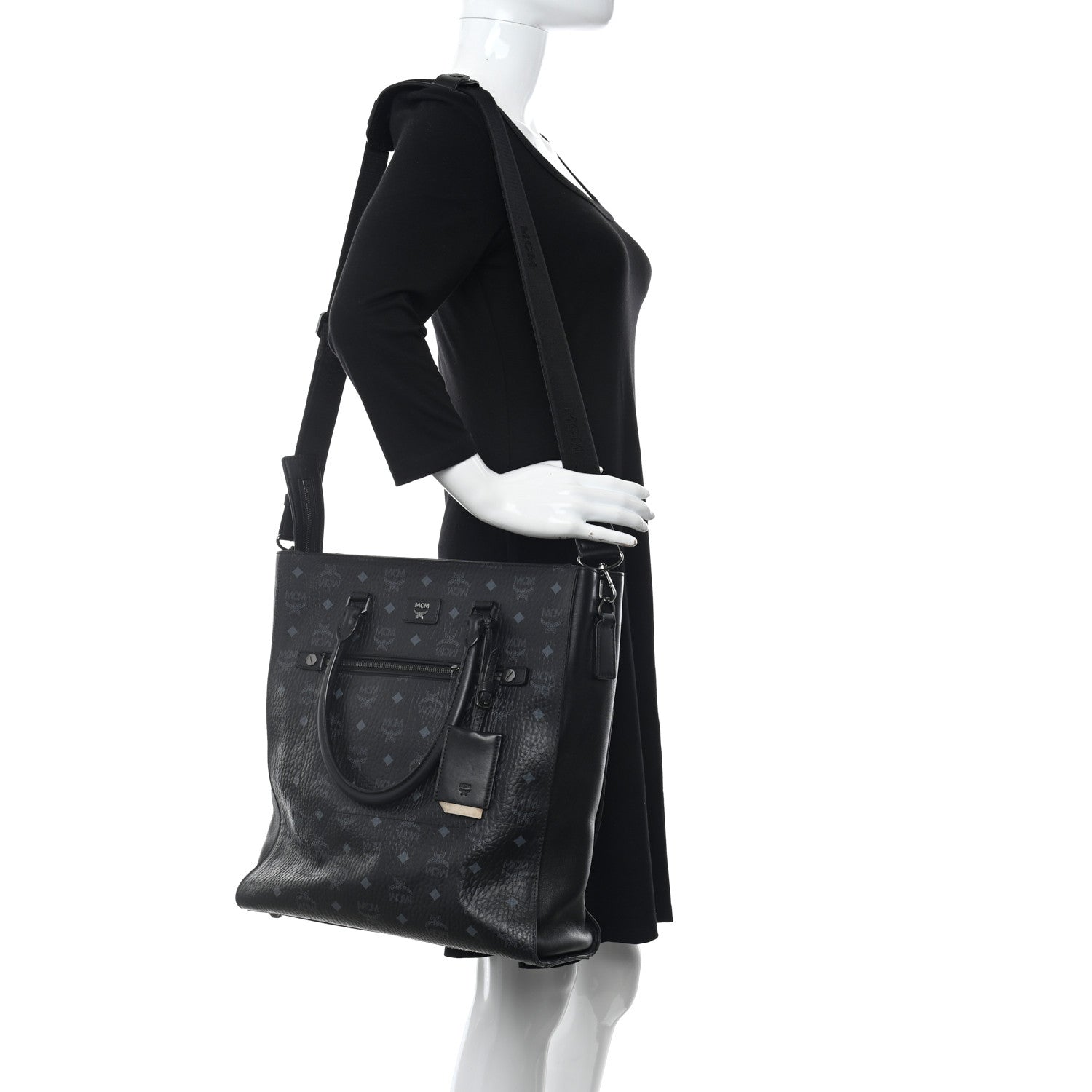 MCM Visetos Tote Black 2 of 12