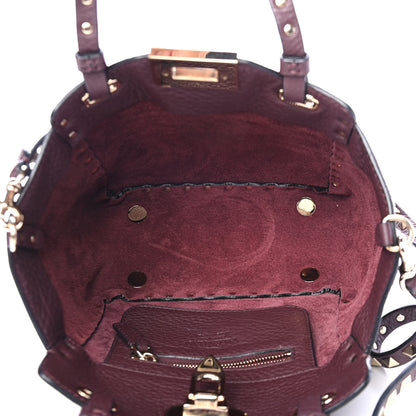 Valentino Garavani Pebbled Calfskin Mini Rockstud Tote Rubin 4 of 4