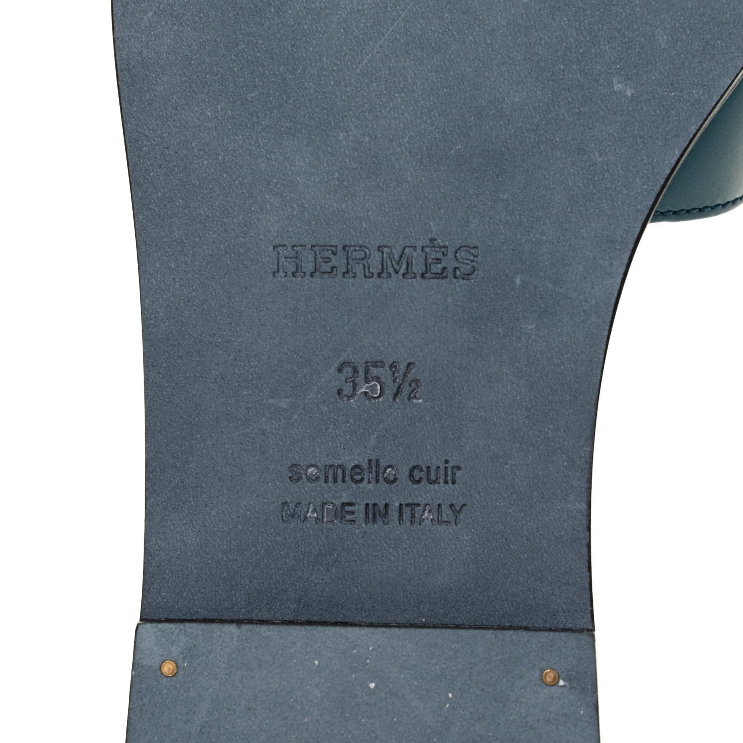 Hermes Box Calfskin Oran Sandals 35.5 Blue Velvet 5 of 5