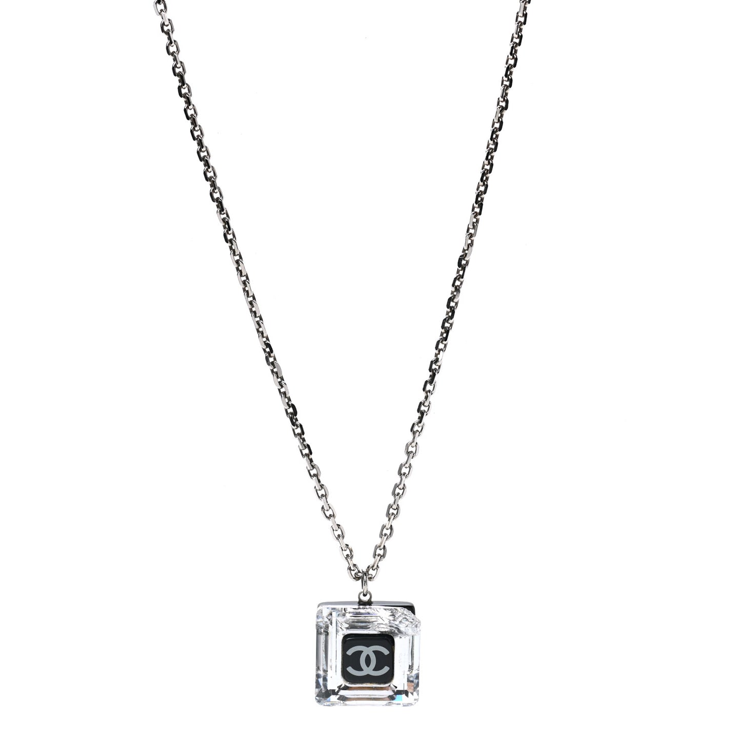 Lucite CC Square Charm Necklace