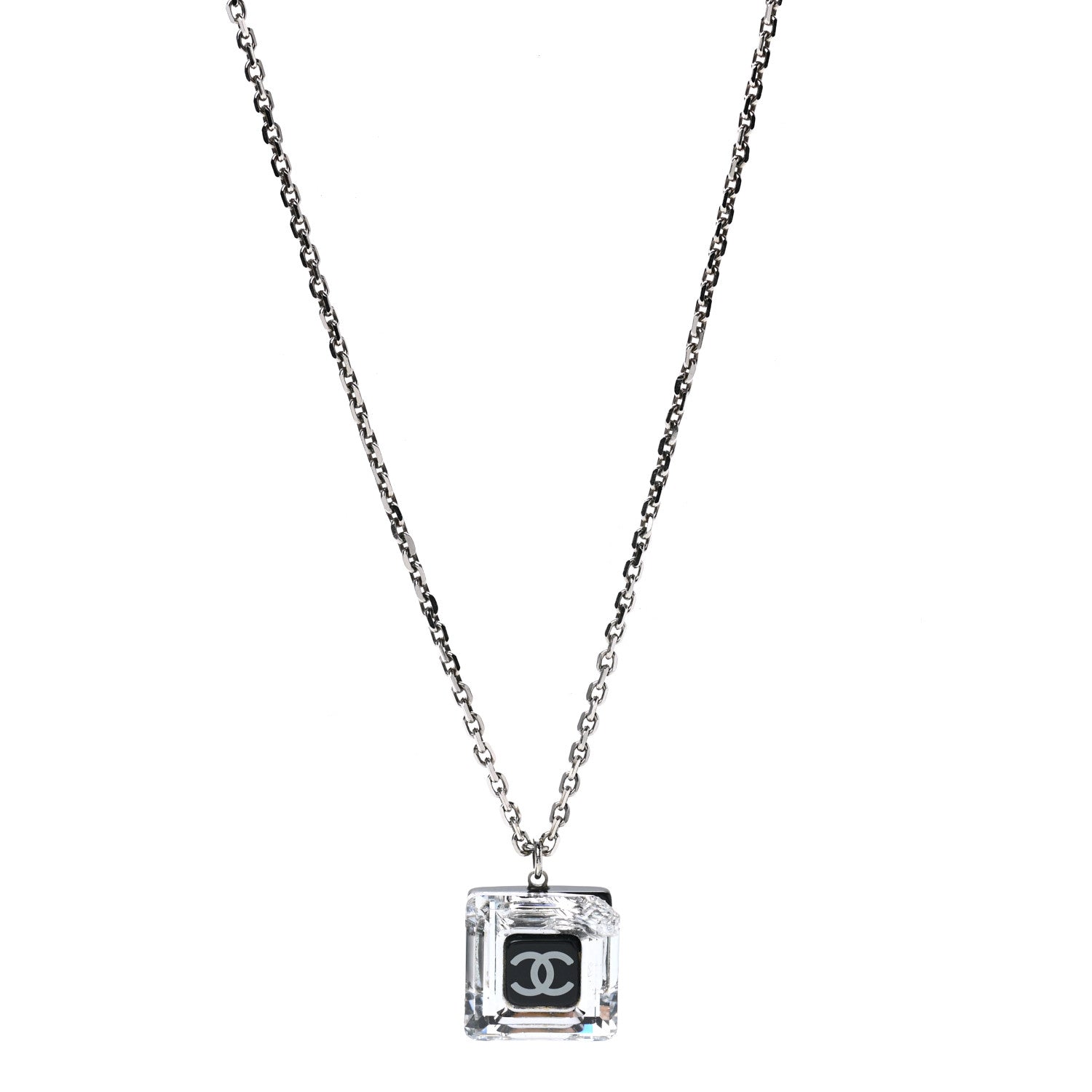 Chanel Lucite CC Square Charm Necklace 1 of 9