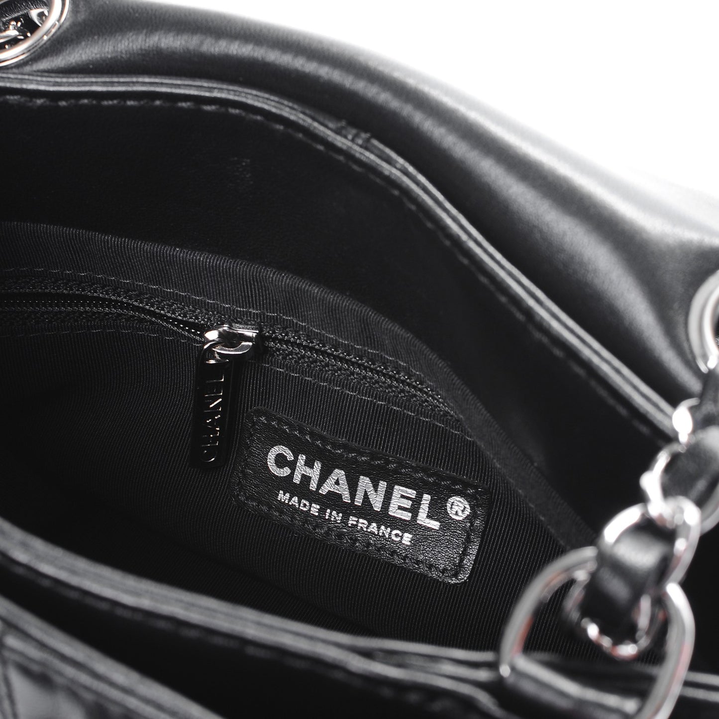 Shiny Lambskin Quilted Mini Trianon Messenger Flap Black
