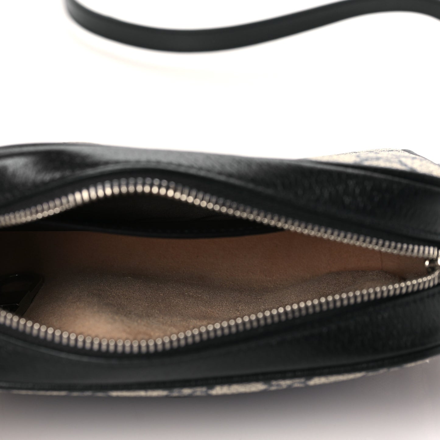 GG Supreme Monogram Textured Dollar Calfskin Web Mini Ophidia Shoulder Bag Beige Blue