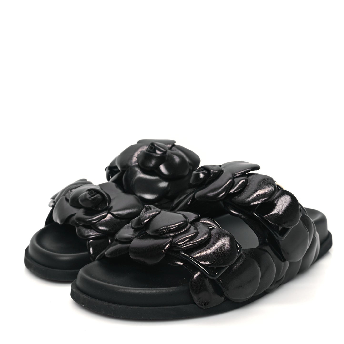 Kidskin Atelier 03 Rose Edition Double Buckle Slide Sandals 36 Black