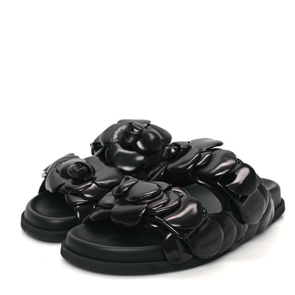Valentino Garavani Kidskin Atelier 03 Rose Edition Double Buckle Slide Sandals 36 Black 3 of 9