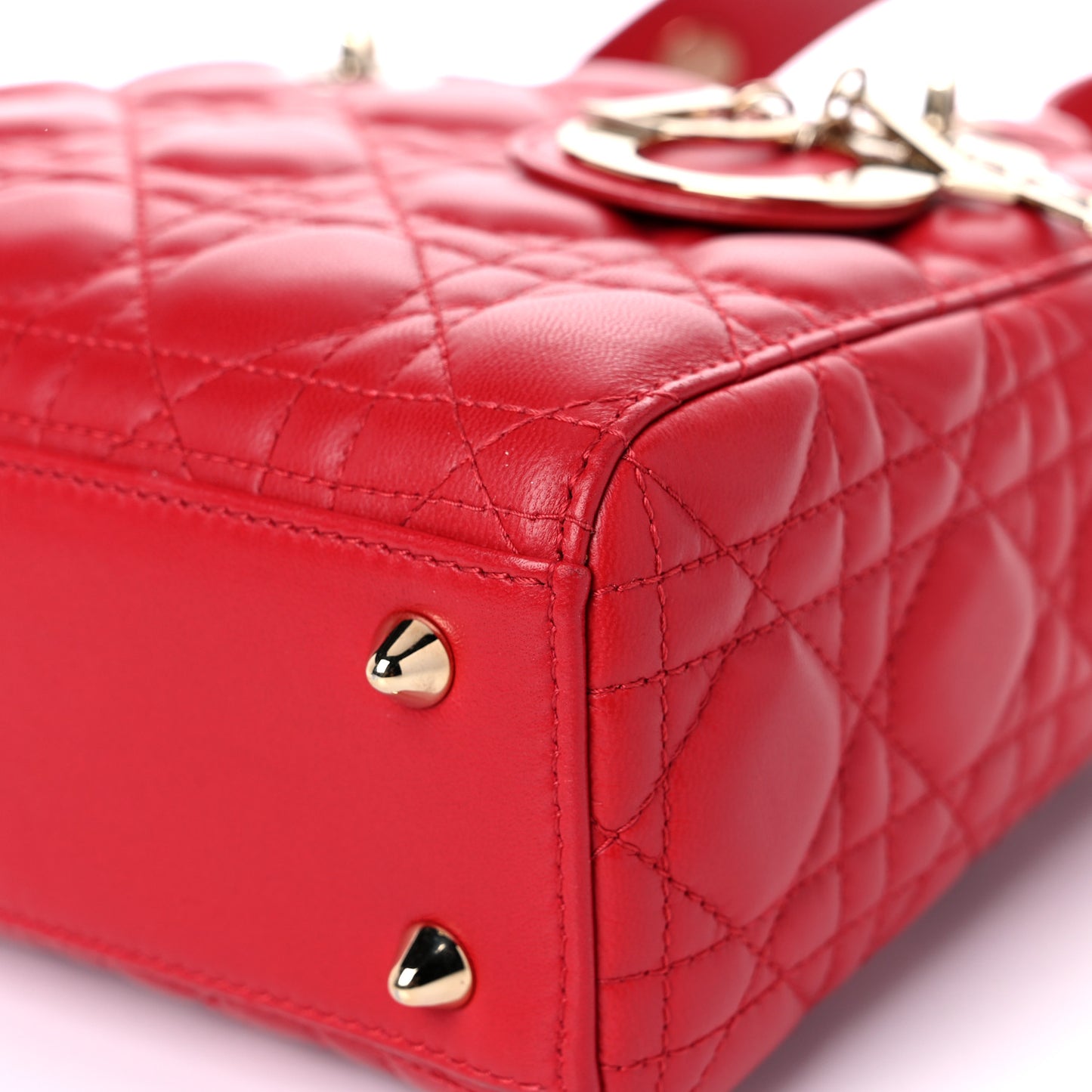 Lambskin Cannage Small Lucky Badges My Lady Dior Red