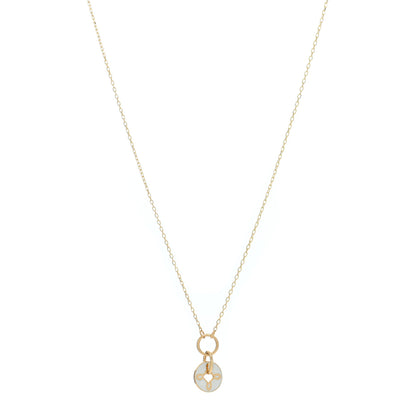 Foundrae 18K Yellow Gold Enamel Petite Champleve True Love Knot Necklace White White 1 of 6