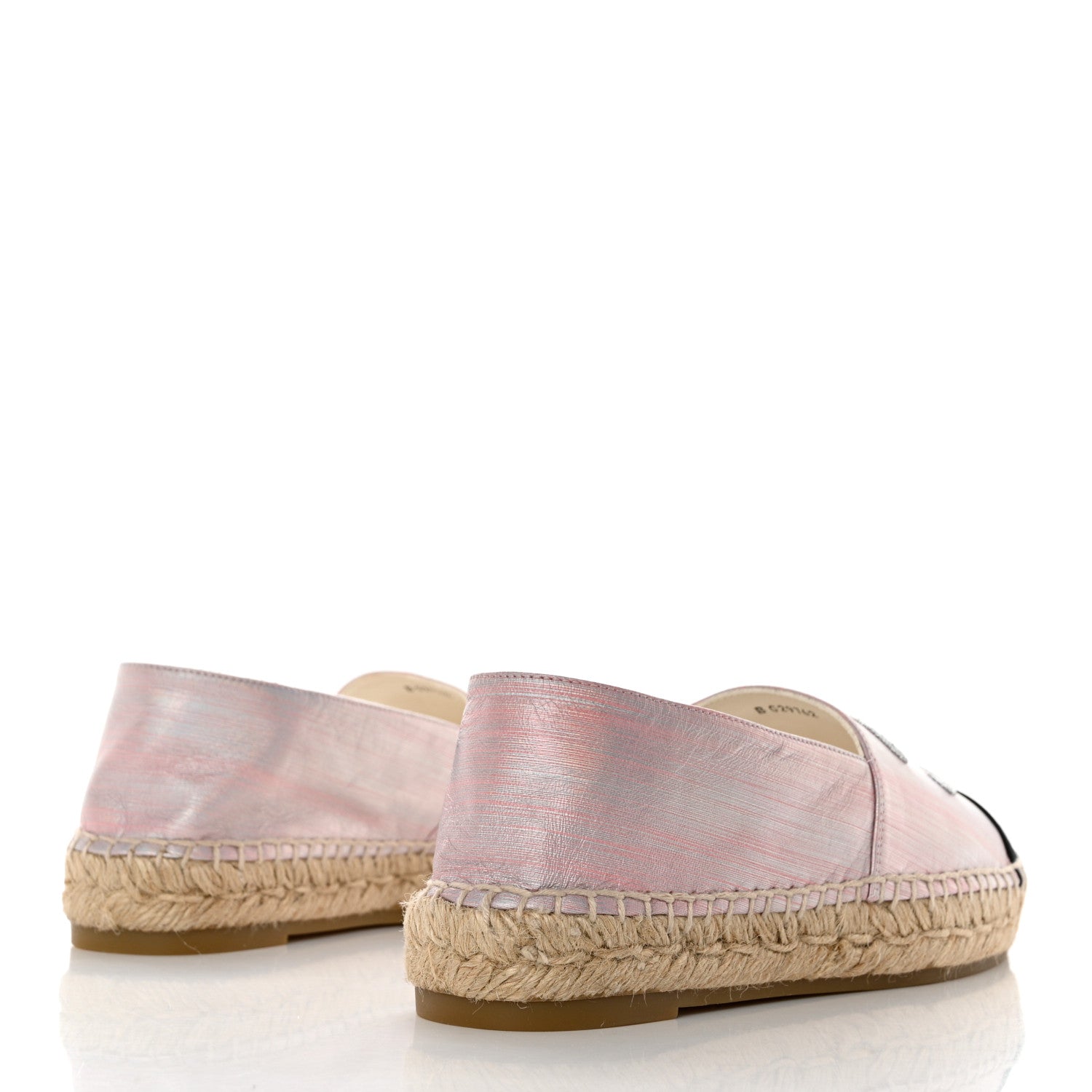Chanel Laminated Lambskin Grosgrain Embroidered CC Espadrilles 40 Pink Silver Black 4 of 9