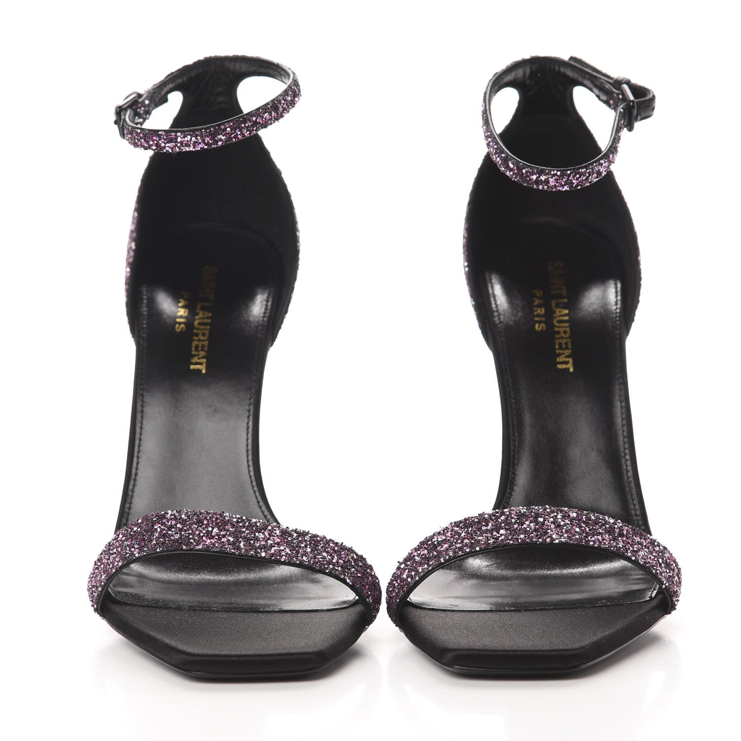 Saint Laurent Glitter Amber 105 Ankle Strap Sandals 38.5 Pink 2 of 8