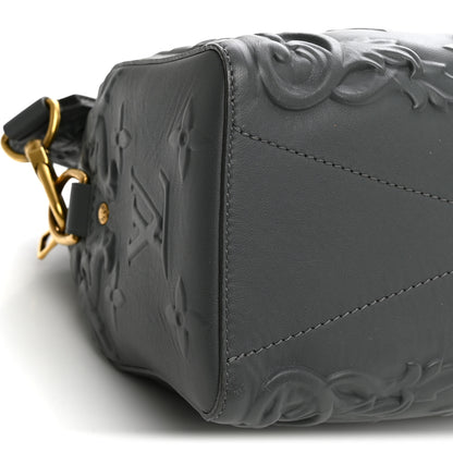 Louis Vuitton Calfskin Debossed Monogram Versailles City Keepall Dark Shadow Grey 8 of 9