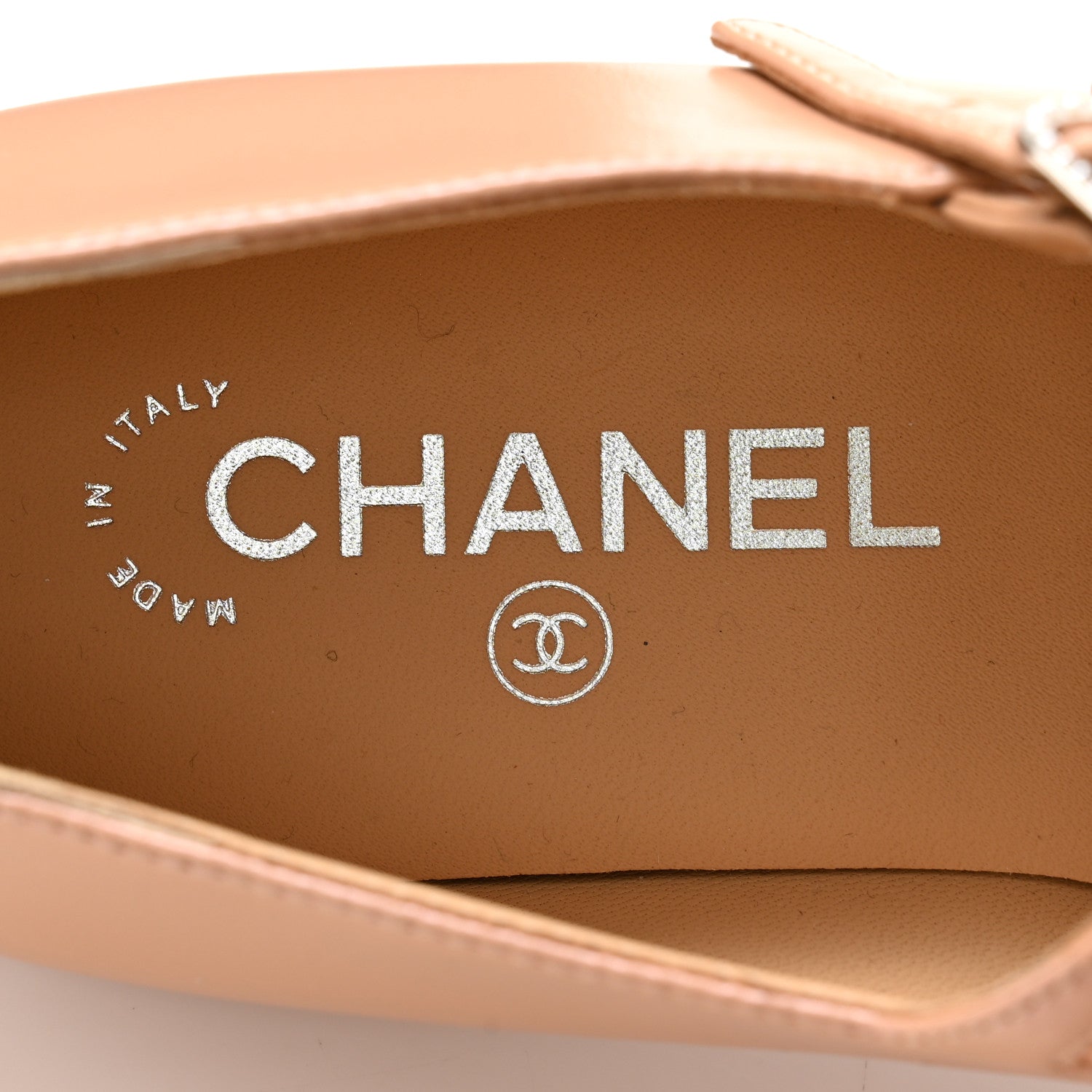 Chanel Lambskin Grosgrain Pearl Mary Jane Flats 38.5 Beige Black 6 of 9