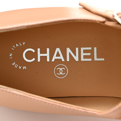 Chanel Lambskin Grosgrain Pearl Mary Jane Flats 38.5 Beige Black 6 of 9