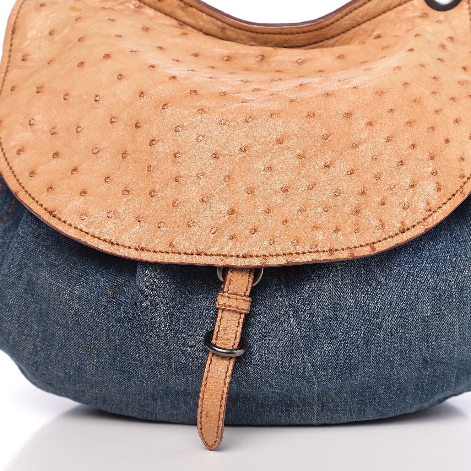 Miu Miu Ostrich Denim Hobo 8 of 10