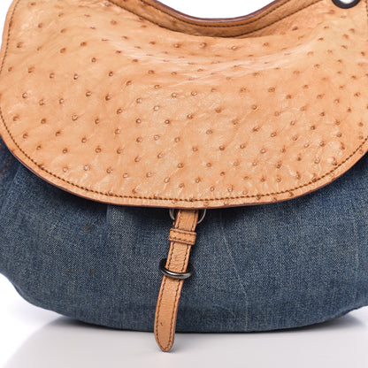 Miu Miu Ostrich Denim Hobo 8 of 10