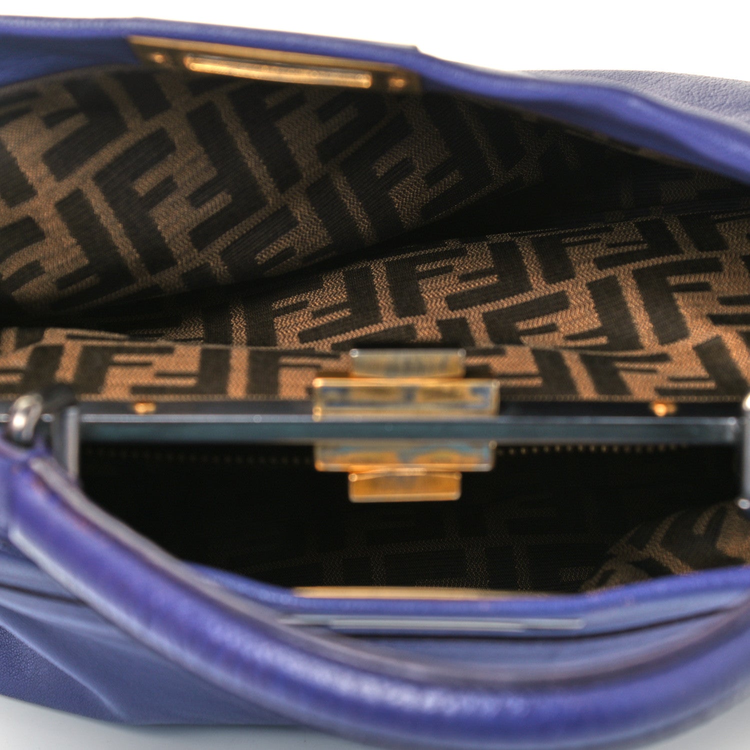 Fendi Goatskin Zucca Medium Peekaboo Iconic Satchel Purple 8 of 12