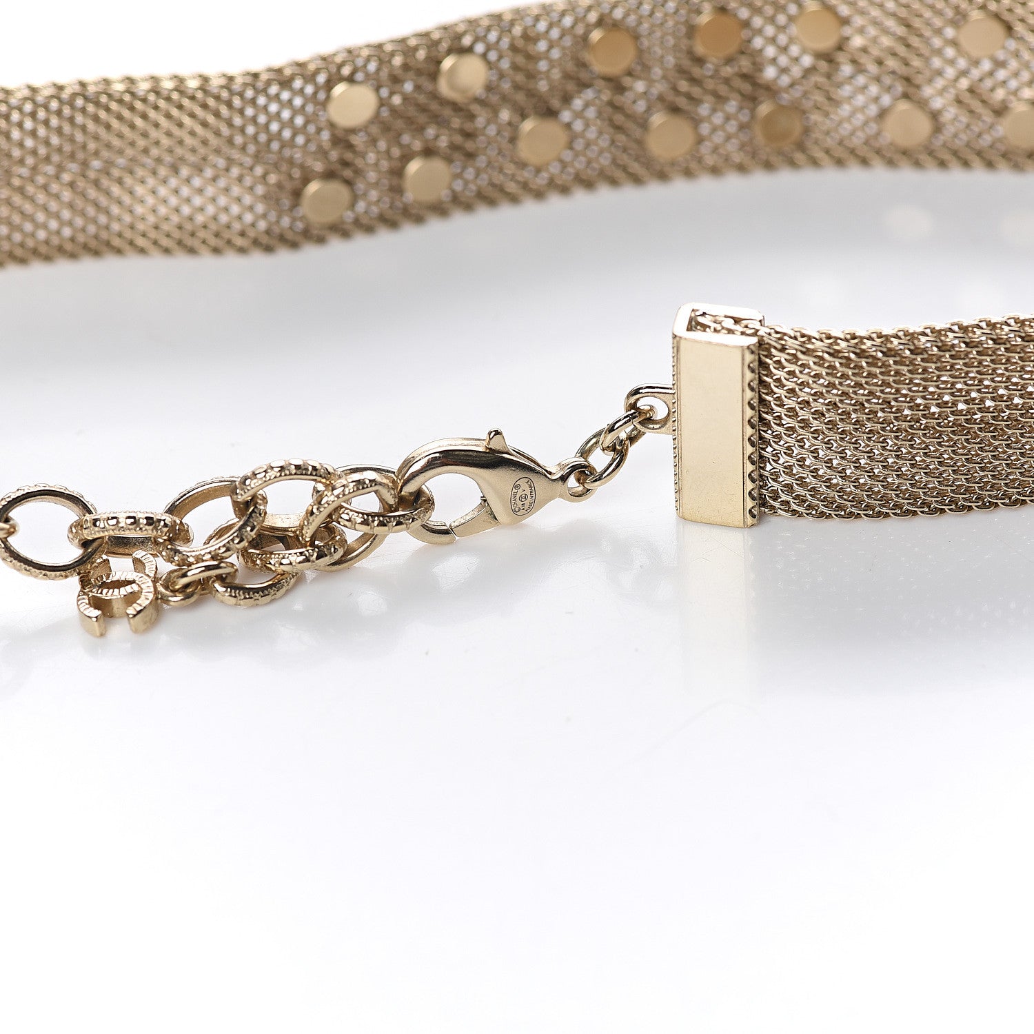 Chanel Mesh Ribbon Choker Necklace Gold 4 of 4