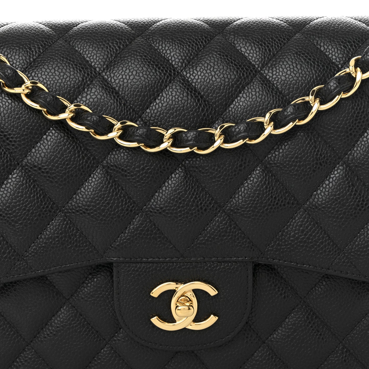 Caviar Quilted Jumbo Double Flap Black