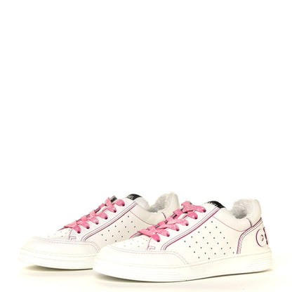 Chanel Calfskin Womens Logo Sneakers 38.5 White Pink 6 of 14