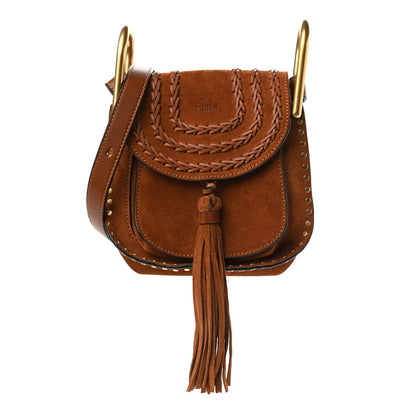 Chloe Suede Calfskin Braided Mini Hudson Shoulder Bag Caramel 1 of 9